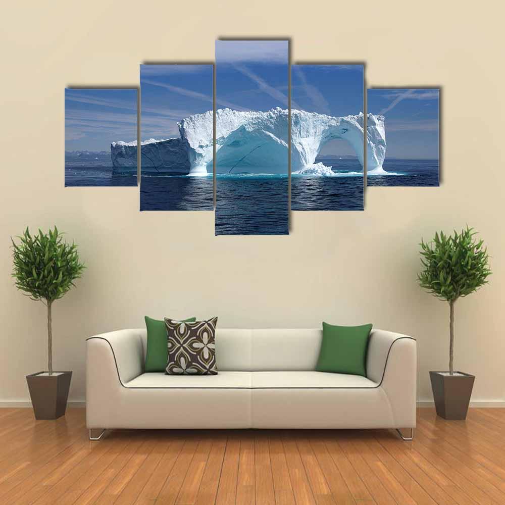 Iceberg Off The Coast Of Greenland Canvas Wall Art-5 Star-Gallery Wrap-42" x 21"-Tiaracle