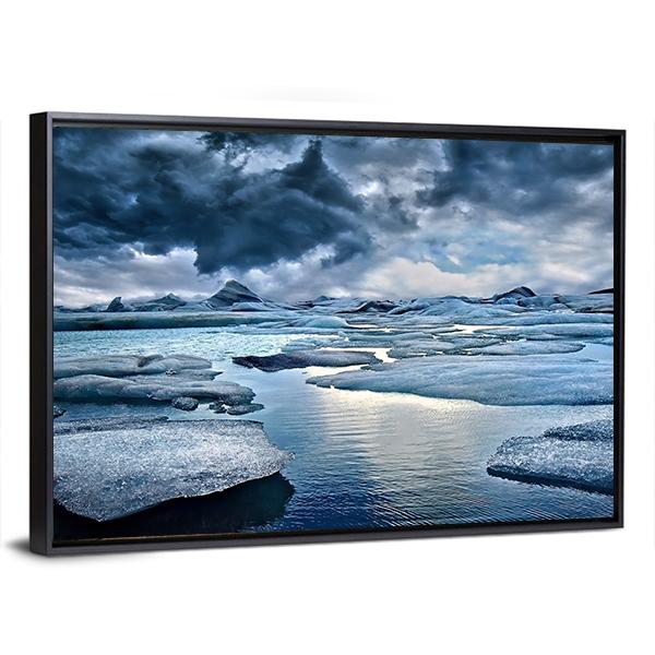 Icebergs At Jokulsarlon Glacial Lake Canvas Wall Art-3 Horizontal-Gallery Wrap-25" x 16"-Tiaracle
