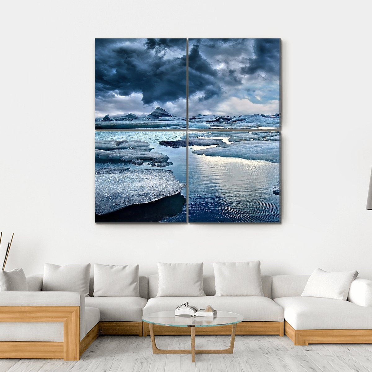 Icebergs At Jokulsarlon Glacial Lake Canvas Wall Art-4 Square-Gallery Wrap-17" x 17"-Tiaracle