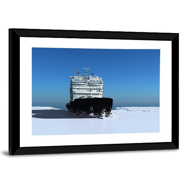 Icebreaker Ship On The Ice Canvas Wall Art-5 Horizontal-Gallery Wrap-22" x 12"-Tiaracle