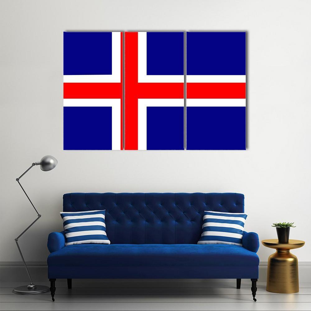 Iceland Flag Canvas Wall Art-3 Horizontal-Gallery Wrap-37" x 24"-Tiaracle