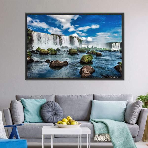 Iguacu Falls In Brazil Canvas Wall Art-3 Horizontal-Gallery Wrap-25" x 16"-Tiaracle