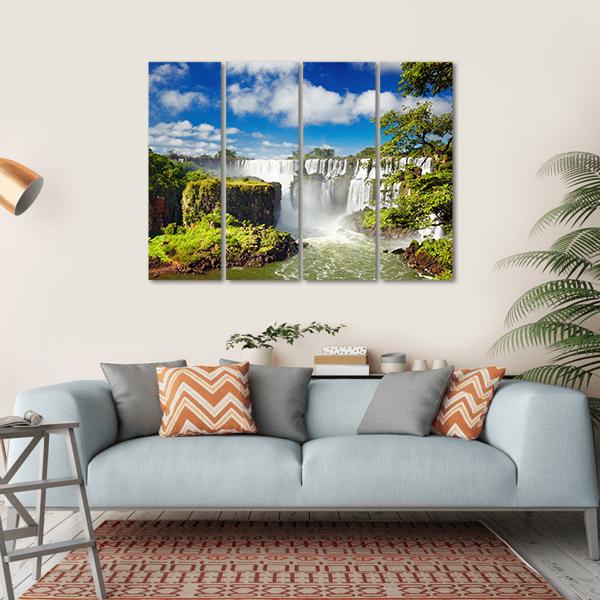 Iguassu Falls Canvas Wall Art-4 Horizontal-Gallery Wrap-34" x 24"-Tiaracle