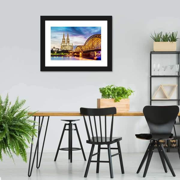 Illuminated Dom In Cologne Vertical Canvas Wall Art-3 Vertical-Gallery Wrap-12" x 25"-Tiaracle