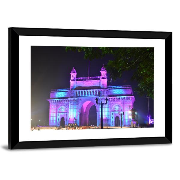 Illuminated Gateway Of India Canvas Wall Art-3 Horizontal-Gallery Wrap-25" x 16"-Tiaracle