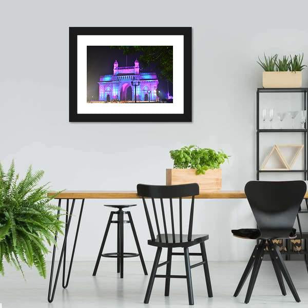 Illuminated Gateway Of India Canvas Wall Art-3 Horizontal-Gallery Wrap-25" x 16"-Tiaracle