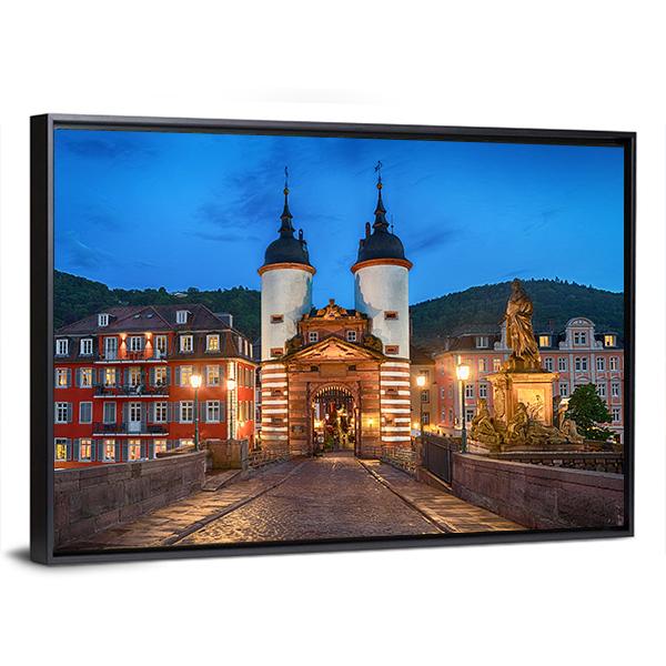 Illuminated Old Bridge Gate Canvas Wall Art-3 Horizontal-Gallery Wrap-25" x 16"-Tiaracle