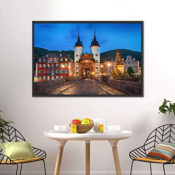 Illuminated Old Bridge Gate Canvas Wall Art-3 Horizontal-Gallery Wrap-25" x 16"-Tiaracle