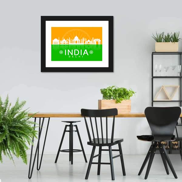 Illustration Landmark Of India Canvas Wall Art-5 Horizontal-Gallery Wrap-22" x 12"-Tiaracle