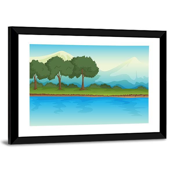 Illustration Of A River Canvas Wall Art-5 Horizontal-Gallery Wrap-22" x 12"-Tiaracle
