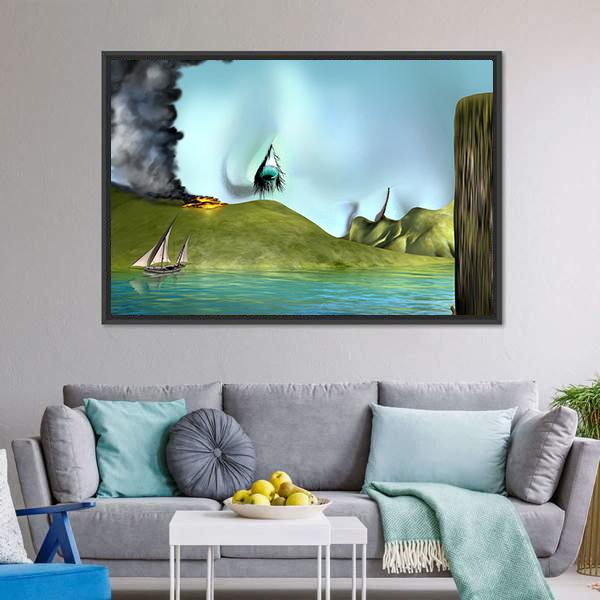 Illustration Of A Surreal Landscape Canvas Wall Art-5 Horizontal-Gallery Wrap-22" x 12"-Tiaracle