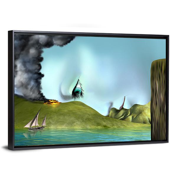 Illustration Of A Surreal Landscape Canvas Wall Art-5 Horizontal-Gallery Wrap-22" x 12"-Tiaracle