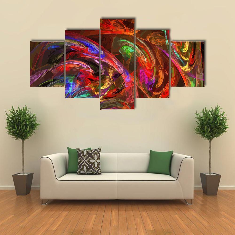 Illustration Of Digital Fractal Canvas Wall Art-5 Star-Gallery Wrap-62" x 32"-Tiaracle