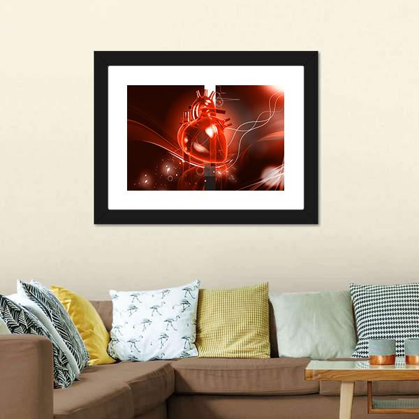 Illustration Of Heart Canvas Wall Art-1 Piece-Framed Print-20" x 16"-Tiaracle