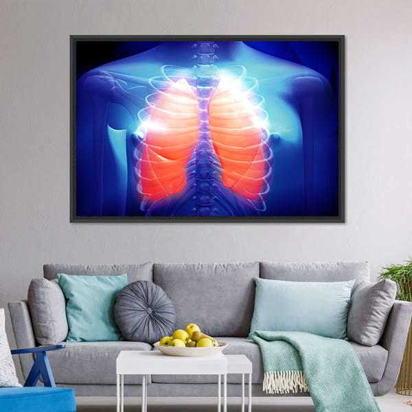 Illustration Of Human Lungs Canvas Wall Art-5 Horizontal-Gallery Wrap-22" x 12"-Tiaracle