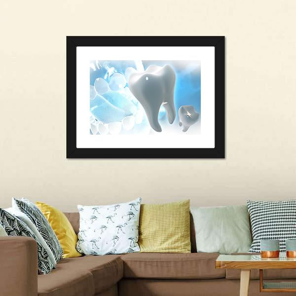 Illustration Of Teeth Canvas Wall Art-1 Piece-Framed Print-20" x 16"-Tiaracle