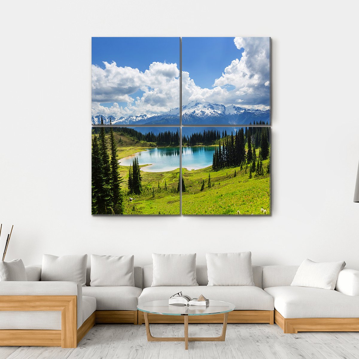 Image Lake & Glacier Peak Canvas Wall Art-4 Square-Gallery Wrap-17" x 17"-Tiaracle