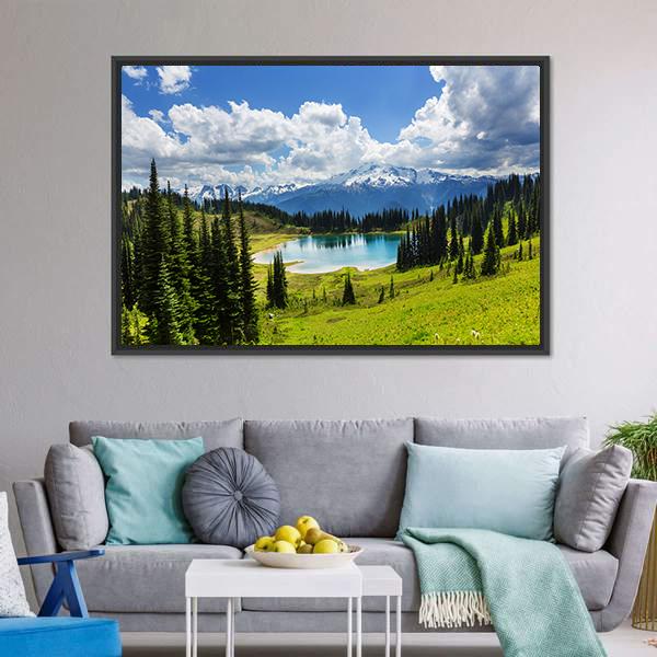 Image Lake & Glacier Peak Canvas Wall Art-3 Horizontal-Gallery Wrap-25" x 16"-Tiaracle