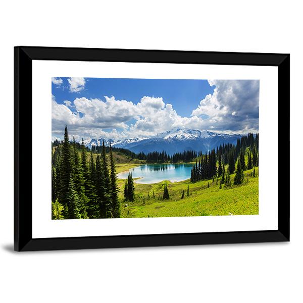 Image Lake & Glacier Peak Canvas Wall Art-3 Horizontal-Gallery Wrap-25" x 16"-Tiaracle