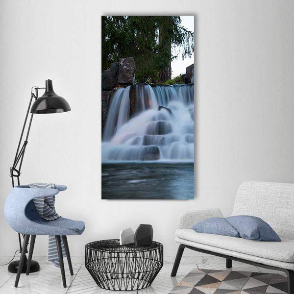 Water Fountain In Imatra Vertical Canvas Wall Art-1 Vertical-Gallery Wrap-12" x 24"-Tiaracle