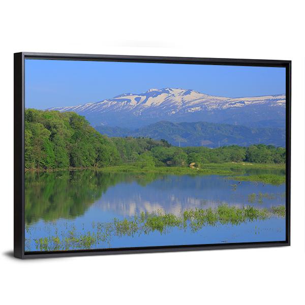 Imperial Lake & Volcano Canvas Wall Art-3 Horizontal-Gallery Wrap-25" x 16"-Tiaracle