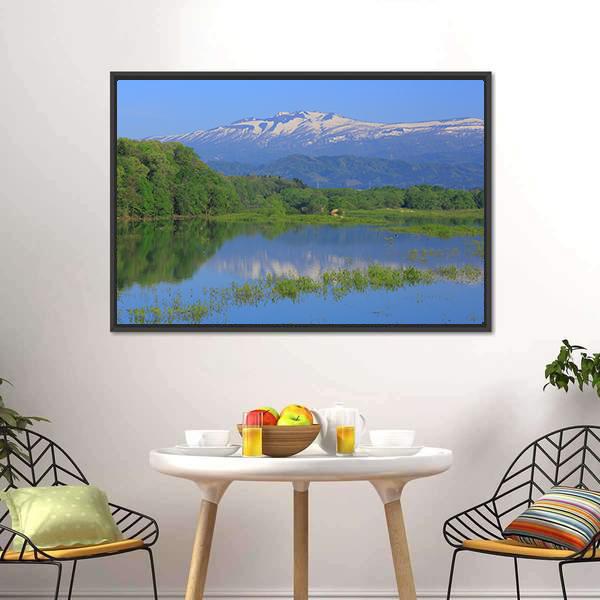 Imperial Lake & Volcano Canvas Wall Art-3 Horizontal-Gallery Wrap-25" x 16"-Tiaracle