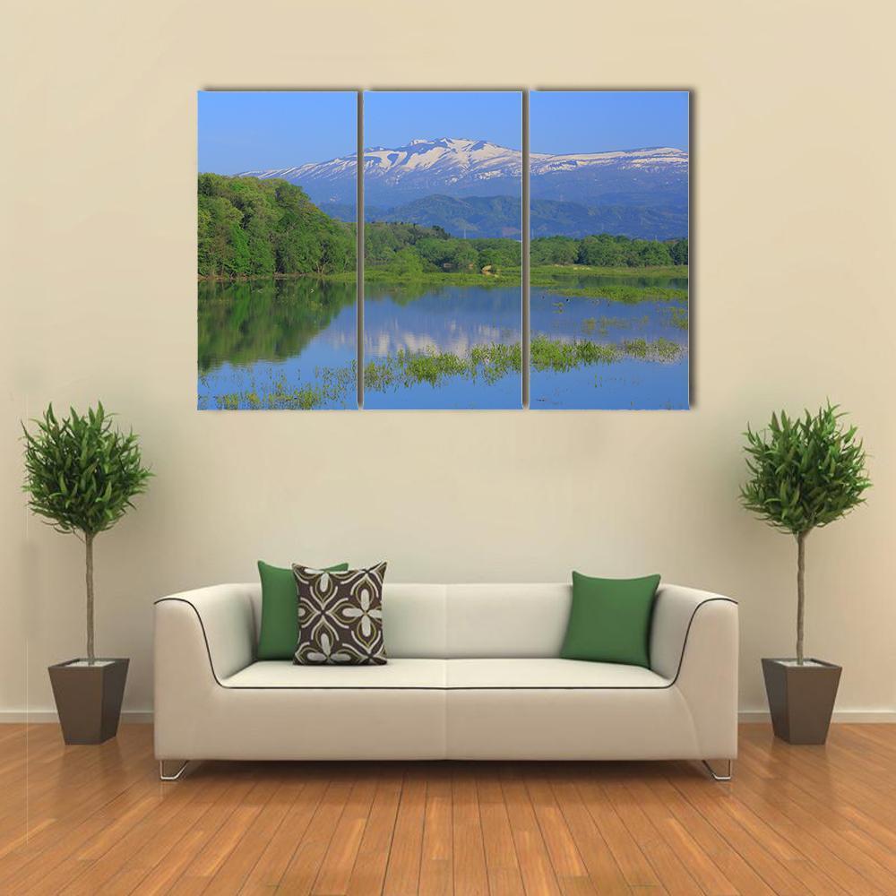 Imperial Lake & Volcano Canvas Wall Art-3 Horizontal-Gallery Wrap-37" x 24"-Tiaracle