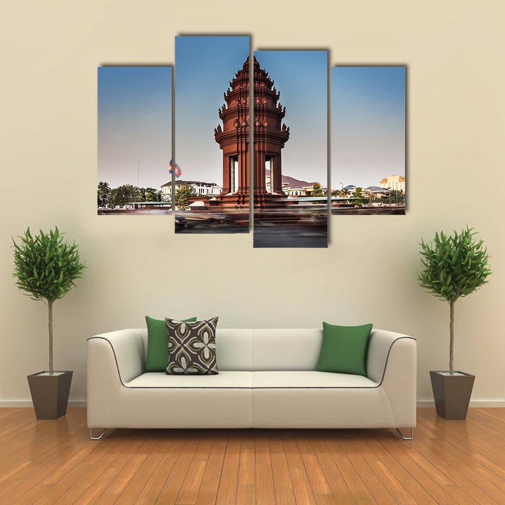 Independence Monument Cambodia Canvas Wall Art-4 Pop-Gallery Wrap-50" x 32"-Tiaracle
