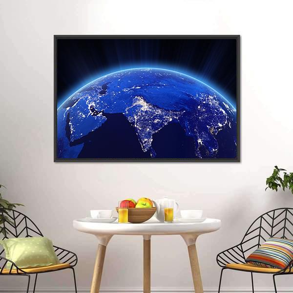 India City Lights At Night Canvas Wall Art-3 Horizontal-Gallery Wrap-25" x 16"-Tiaracle