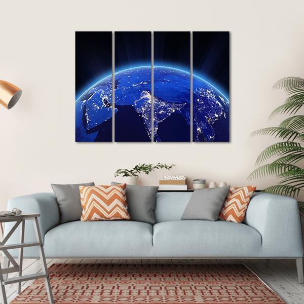 India City Lights At Night Canvas Wall Art-4 Horizontal-Gallery Wrap-34" x 24"-Tiaracle