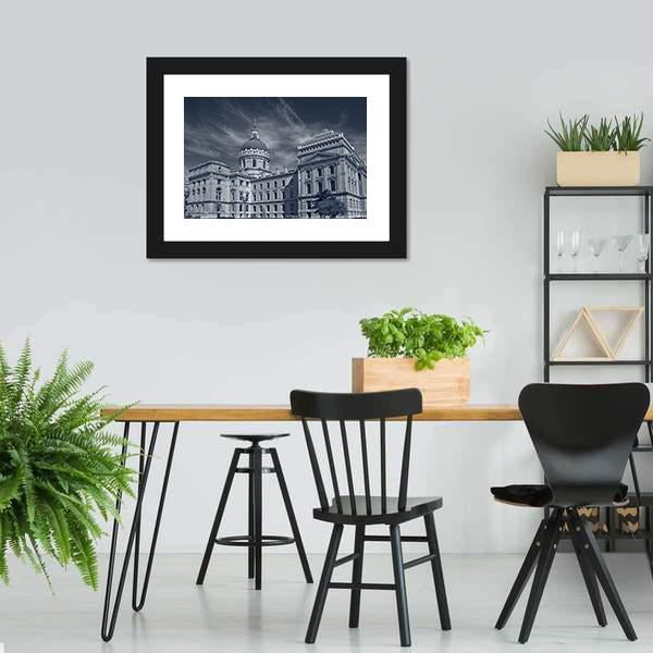 Indiana Capitol Building Canvas Wall Art-3 Horizontal-Gallery Wrap-25" x 16"-Tiaracle