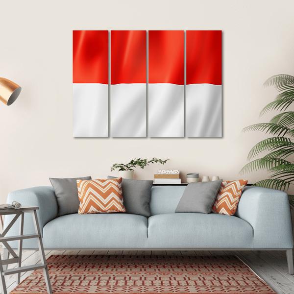 Indonesia Flag Canvas Wall Art-4 Horizontal-Gallery Wrap-34" x 24"-Tiaracle