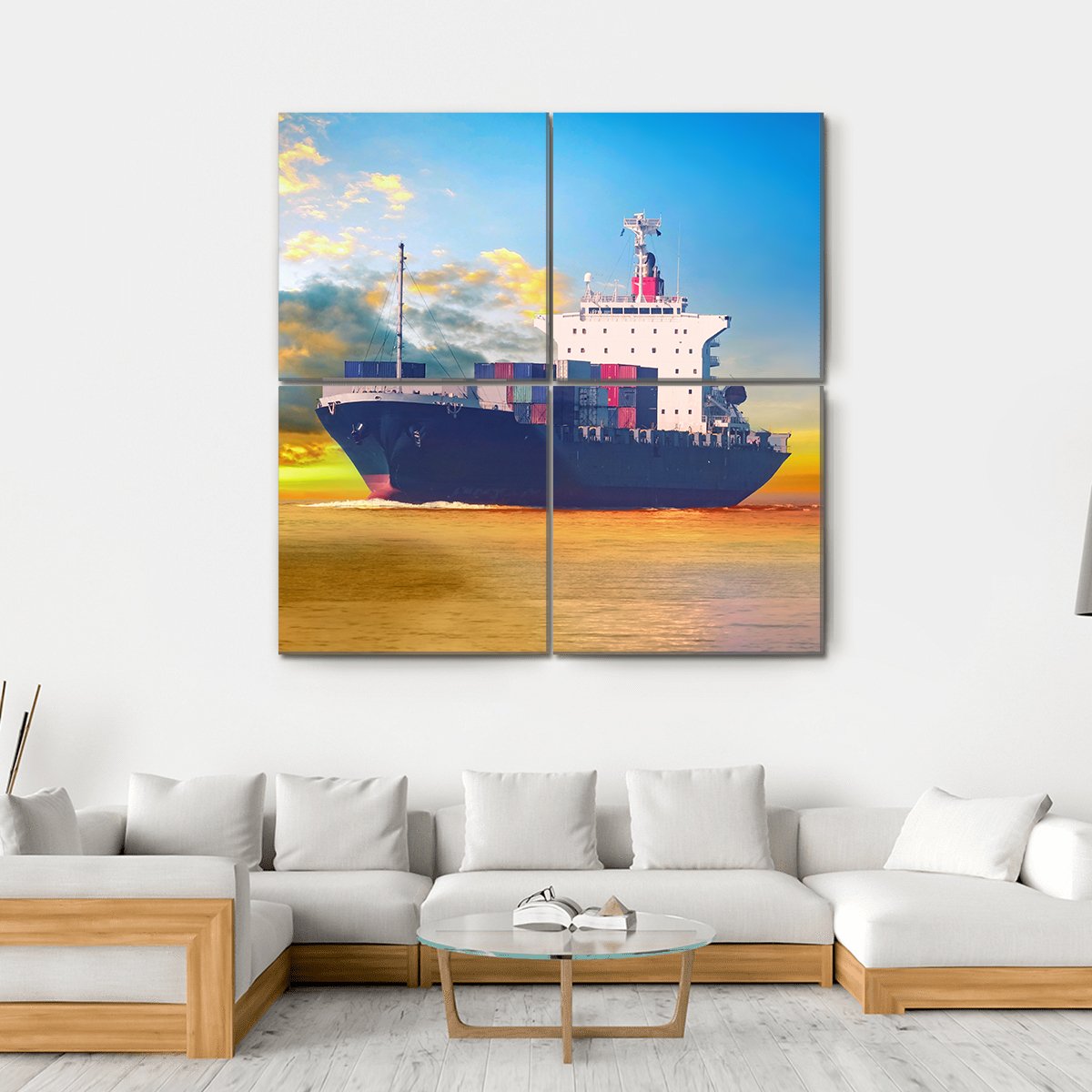 International Cargo Ship Canvas Wall Art-4 Square-Gallery Wrap-17" x 17"-Tiaracle
