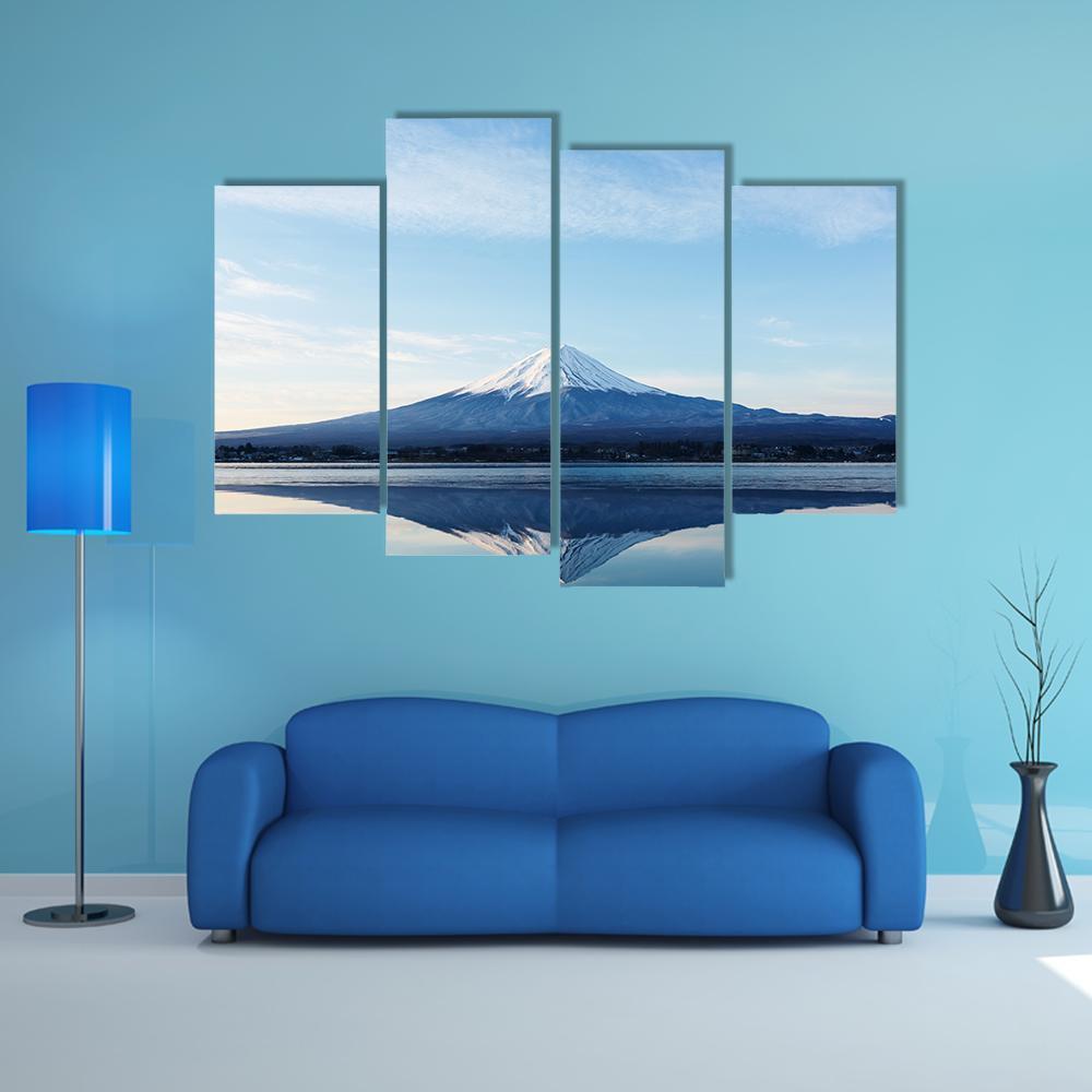 Inverted Image Of Mt Fuji Canvas Wall Art-4 Pop-Gallery Wrap-50" x 32"-Tiaracle