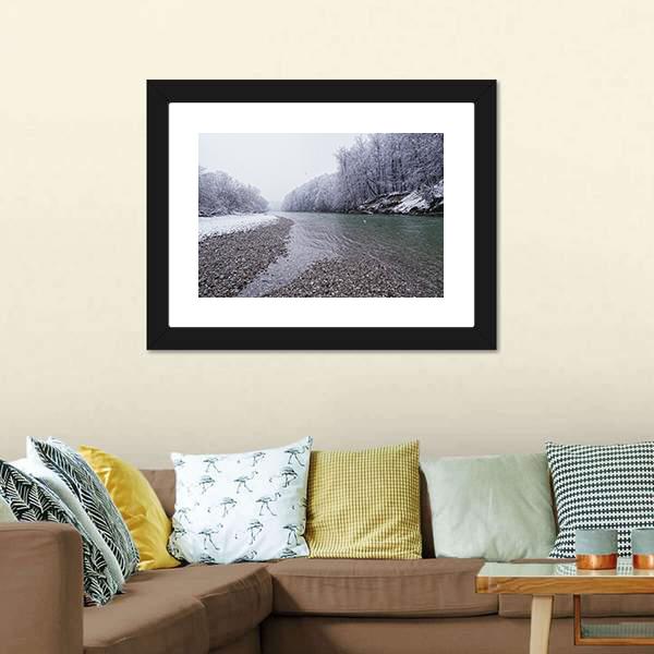 Isar River In Winter Canvas Wall Art-5 Horizontal-Gallery Wrap-22" x 12"-Tiaracle