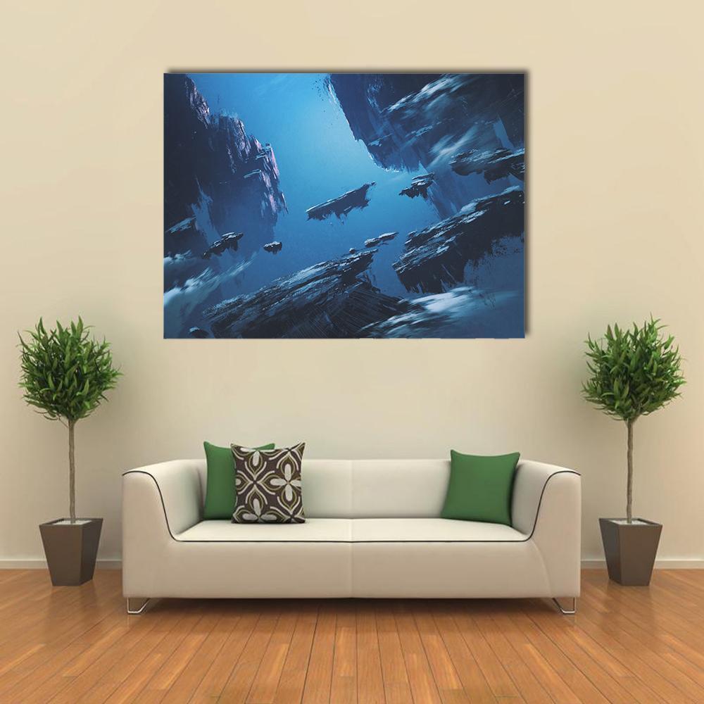 Island Floating In Sky Canvas Wall Art-1 Piece-Gallery Wrap-48" x 32"-Tiaracle