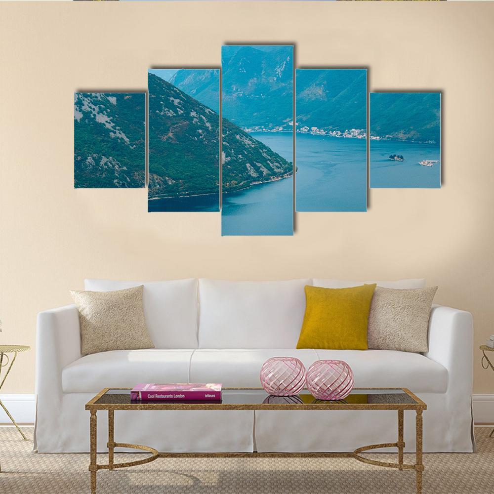Island Of Gospa Od Skrpela Kotor Bay Canvas Wall Art-5 Star-Gallery Wrap-62" x 32"-Tiaracle