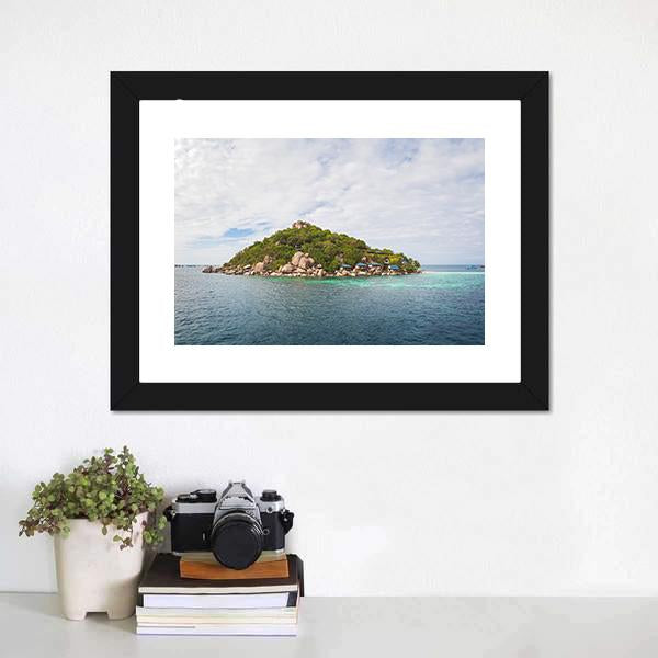 Island Of Koh Nang Yuan Canvas Wall Art-1 Piece-Framed Print-20" x 16"-Tiaracle