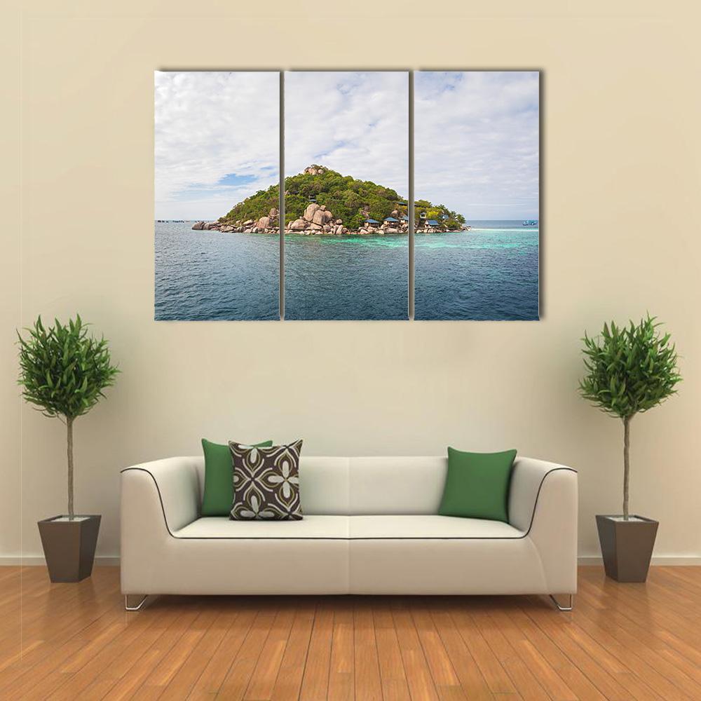 Island Of Koh Nang Yuan Canvas Wall Art-3 Horizontal-Gallery Wrap-37" x 24"-Tiaracle