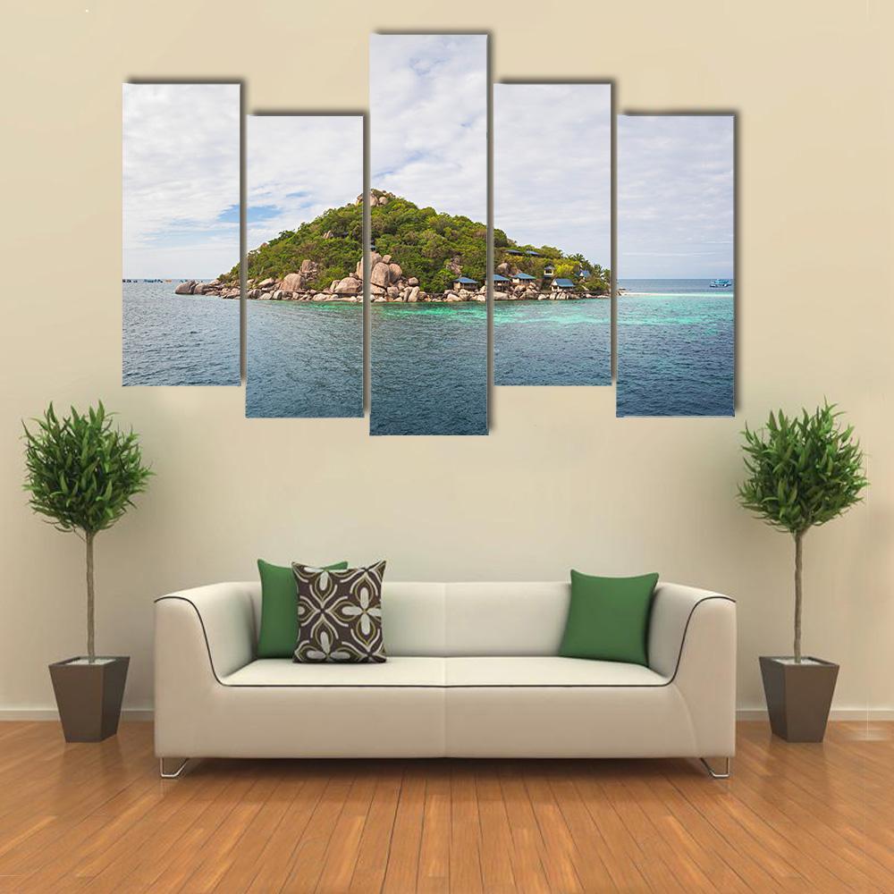 Island Of Koh Nang Yuan Canvas Wall Art-5 Pop-Gallery Wrap-47" x 32"-Tiaracle