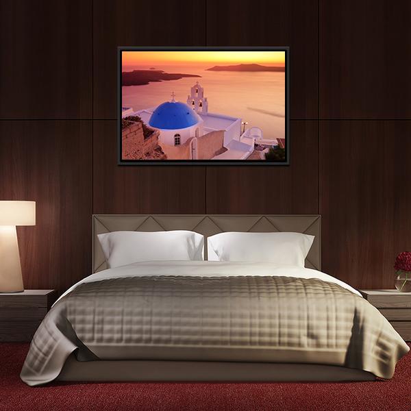 Island Of Santorini Vertical Canvas Wall Art-3 Vertical-Gallery Wrap-12" x 25"-Tiaracle