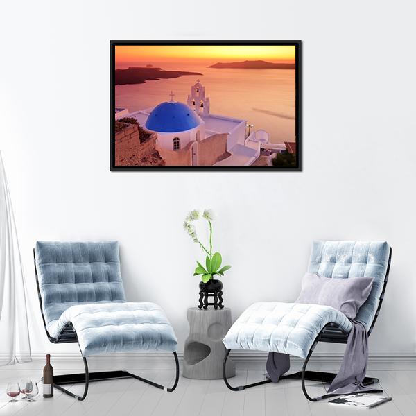 Island Of Santorini Vertical Canvas Wall Art-3 Vertical-Gallery Wrap-12" x 25"-Tiaracle