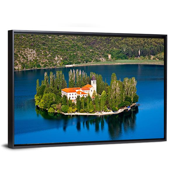 Island On River Krka Canvas Wall Art-3 Horizontal-Gallery Wrap-25" x 16"-Tiaracle