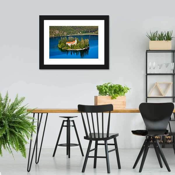 Island On River Krka Canvas Wall Art-3 Horizontal-Gallery Wrap-25" x 16"-Tiaracle