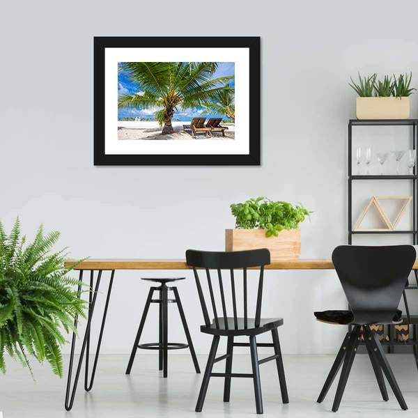 Island View From Palm Tree Canvas Wall Art-3 Horizontal-Gallery Wrap-25" x 16"-Tiaracle
