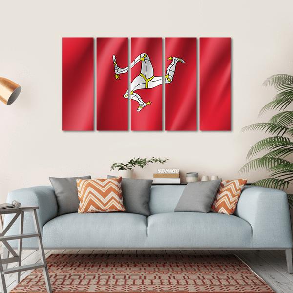 Isle Of Man National Flag Canvas Wall Art-5 Horizontal-Gallery Wrap-22" x 12"-Tiaracle