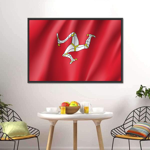 Isle Of Man National Flag Canvas Wall Art-3 Horizontal-Gallery Wrap-25" x 16"-Tiaracle