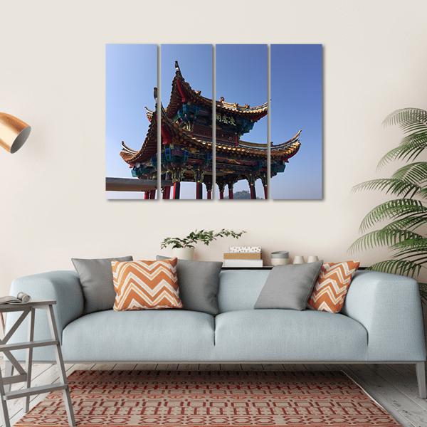 Isolated Temple In Kunming Canvas Wall Art-4 Horizontal-Gallery Wrap-34" x 24"-Tiaracle