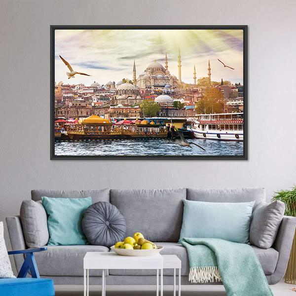 Istanbul City Canvas Wall Art-3 Horizontal-Gallery Wrap-25" x 16"-Tiaracle