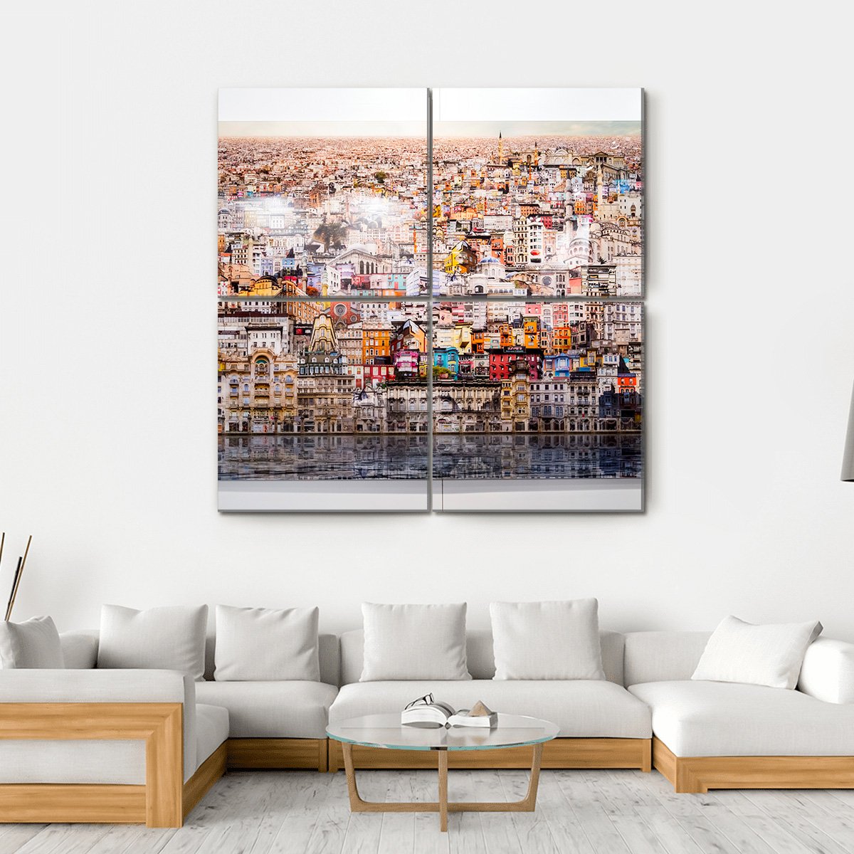 Istanbul In The Piece Of Art Canvas Wall Art-4 Square-Gallery Wrap-17" x 17"-Tiaracle